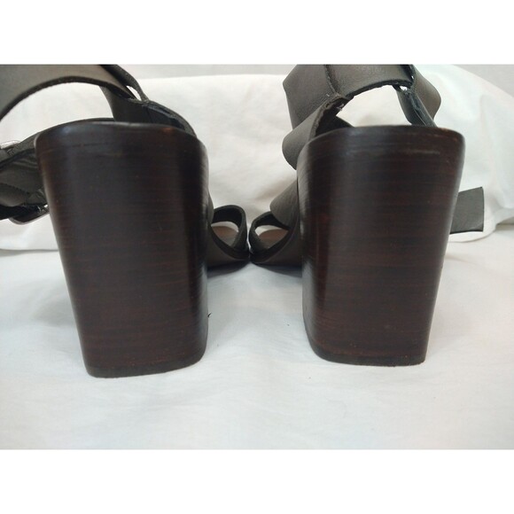 Boemos Italy Block Heel Sandals EU 39 Dark Gray All Leather Strappy Square Toe - Picture 6 of 12